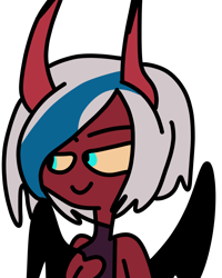 Size: 800x1000 | Tagged: safe, artist:jadeharmony, imported from derpibooru, oc, oc only, oc:elizabat stormfeather, demon, succubus, boob window, clothes, crossover, female, hazbin hotel, helluva boss, horns, short shirt, simple background, solo, transparent background, wings