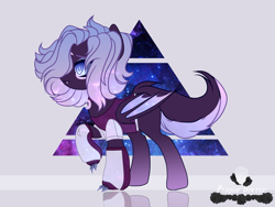 Size: 4000x3000 | Tagged: safe, artist:hell-fire13, imported from derpibooru, oc, oc only, bat pony, pony, abstract background, bat pony oc, bat wings, clothes, hair over one eye, metal claws, solo, wings