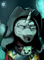 Size: 2340x3150 | Tagged: safe, artist:fly over, imported from derpibooru, oc, lich, pony, undead, unicorn, equestria at war mod, bust, horror, portrait