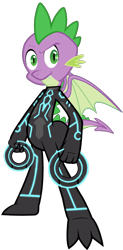 Size: 1370x2774 | Tagged: safe, artist:ponygamer2020, imported from derpibooru, spike, dragon, absurd resolution, crossover, disney, dragoness, ear fluff, female, identity disk, looking at you, male, neon, older, older spike, simple background, solo, tail, teenage spike, teenaged dragon, teenager, transparent background, tron, tron legacy, vector, winged spike, wings