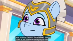 Size: 1536x853 | Tagged: safe, edit, edited screencap, imported from derpibooru, screencap, pegasus, pony, caption, female, g5, guardsmare, mare, meme, my little pony: tell your tale, pegasus royal guard, royal guard, youtube caption, zoom zephyrwing