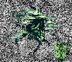 Size: 749x641 | Tagged: safe, artist:damset, imported from derpibooru, oc, oc:da-mset, changeling, insect, error, glitch, looking at you, monochrome, ms paint, one eye, pixel art, white noise