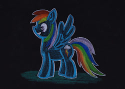 Size: 1024x732 | Tagged: safe, artist:malte279, imported from derpibooru, rainbow dash, black background, colored pencil drawing, simple background, traditional art