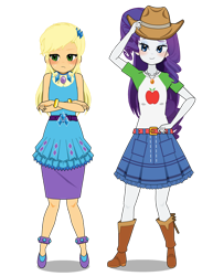 Size: 750x971 | Tagged: safe, imported from twibooru, applejack, rarity, human, equestria girls, humanized, image, kisekae, png, solo