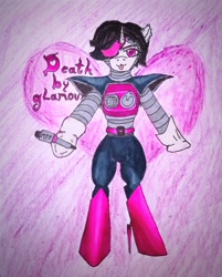 Size: 2772x3456 | Tagged: safe, artist:mettaton neo, imported from derpibooru, pony, robot, robot pony, unicorn, :p, bipedal, mettaton ex, ponified, tongue out, undertale