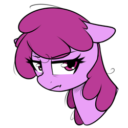 Size: 550x550 | Tagged: safe, artist:thebatfang, berry punch, berryshine, earth pony, pony, bust, dishevelled, female, grumpy, mare, simple background, solo, transparent background