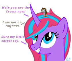Size: 3572x3072 | Tagged: safe, artist:dust, imported from derpibooru, oc, oc:backgroundpony#f352, oc:dust, pony, unicorn, curved horn, dialogue, female, grin, heterochromia, horn, male, mare, micro, out of context, ponytail, pouting, shenanigans, simple background, sitting, sitting on head, smiling, stallion, tiny, tiny ponies, transparent background, unicorn oc