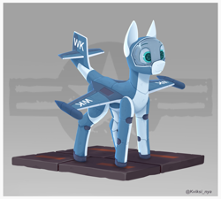 Size: 3294x2968 | Tagged: safe, artist:kviksi, imported from derpibooru, original species, plane pony, pony, robot, robot pony, f2h-2, female, plane, signature, simple background, solo