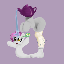 Size: 2000x2000 | Tagged: safe, imported from derpibooru, oc, oc only, oc:teapot and sock, original species, /mlp/, kettle, purple background, simple background, wat, water