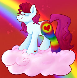 Size: 1735x1752 | Tagged: safe, artist:spaceoreosxoxo, imported from derpibooru, earth pony, pony, cloud, dream drifter, g3, rainbow, redraw, solo