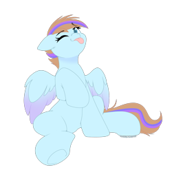 Size: 2000x2000 | Tagged: safe, artist:xcinnamon-twistx, imported from derpibooru, oc, oc only, oc:bittersweet, pegasus, :p, artfight, not rainbow dash, short hair, simple background, sitting, solo, tongue out, transparent background