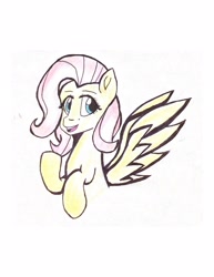 Size: 1275x1650 | Tagged: safe, artist:artevi, imported from derpibooru, fluttershy, pegasus, pony, alternate hairstyle, pencil drawing, solo, traditional art, wings