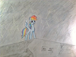 Size: 2000x1500 | Tagged: safe, imported from derpibooru, rainbow dash, pegasus, atg 2023, female, lightning, mare, newbie artist training grounds, solo, traditional art