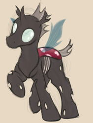Size: 710x937 | Tagged: safe, artist:ahorseofcourse, imported from derpibooru, changeling, cute, fungus, mushroom, solo