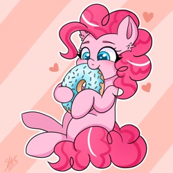 Size: 2000x2000 | Tagged: safe, artist:galaxy swirl, imported from derpibooru, pinkie pie, earth pony, pony, cute, diapinkes, donut, food, heart, nom, solo