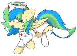 Size: 2020x1488 | Tagged: safe, artist:hcl, imported from derpibooru, oc, oc only, oc:hcl, pegasus, pony, nurse, simple background, solo, white background