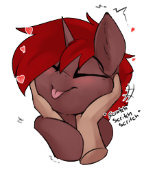 Size: 2226x2457 | Tagged: safe, artist:beardie, imported from derpibooru, oc, oc:hardy, alicorn, pony, beardies scritching ponies, blushing, dark skin, disembodied hand, eyes closed, hand, male, simple background, solo, stallion, tongue out, transparent background