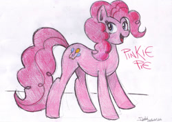 Size: 2912x2059 | Tagged: safe, artist:darkaudi1728, imported from derpibooru, pinkie pie, earth pony, pony, female, mare, signature, smiling, solo, traditional art