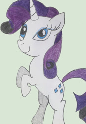 Size: 627x900 | Tagged: safe, artist:a-n-i-l-y-n, imported from derpibooru, rarity, pony, unicorn, female, mare, rearing, smiling, solo, traditional art