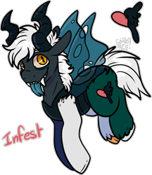 Size: 1481x1712 | Tagged: safe, artist:sexygoatgod, imported from derpibooru, oc, oc only, oc:infest, hybrid, pony, adoptable, changeling hybrid, draconequus hybrid, male, simple background, solo, transparent background