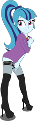 Size: 911x2932 | Tagged: safe, artist:gibsterboy5, imported from derpibooru, sonata dusk, human, equestria girls, boots, clothes, high heel boots, high heels, jewelry, looking at someone, photoshop, shirt, shoes, simple background, socks, solo, standing, thigh boots, thigh highs, transparent background