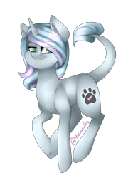 Size: 788x1015 | Tagged: safe, artist:oniiponii, imported from derpibooru, oc, oc only, pony, unicorn, female, horn, mare, paw prints, signature, simple background, solo, transparent background, unicorn oc