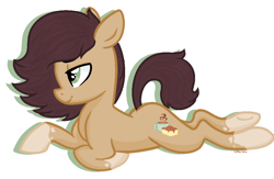 Size: 1080x706 | Tagged: safe, artist:pgthehomicidalmaniac, imported from derpibooru, oc, oc only, oc:coffee cake, earth pony, base used, bedroom eyes, earth pony oc, female, lying down, mare, prone, simple background, solo, underhoof, white background