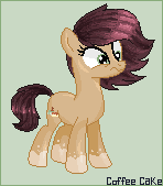 Size: 148x169 | Tagged: safe, artist:pgthehomicidalmaniac, imported from derpibooru, oc, oc only, oc:coffee cake, earth pony, pony, base used, earth pony oc, eyelashes, female, mare, pixel art, simple background, solo