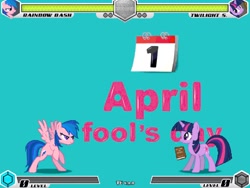 Size: 994x746 | Tagged: safe, imported from derpibooru, applejack, fluttershy, pinkie pie, rainbow dash, rarity, twilight sparkle, fighting is magic, april fools, april fools 2023, fan game, mane six, new, new game, stage