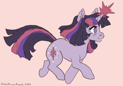 Size: 1893x1329 | Tagged: safe, artist:antonarcana, imported from derpibooru, twilight sparkle, pony, unicorn, magic, side view, simple background, smiling, solo, unicorn twilight