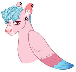 Size: 915x873 | Tagged: safe, artist:s0ftserve, imported from twibooru, cozy glow, pegasus, pony, alternate design, bust, colored wings, ear fluff, ear piercing, female, folded wing, image, mare, multicolored wings, older, older cozy glow, piercing, png, short mane, solo, wings
