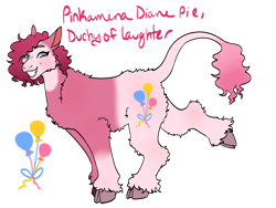 Size: 1032x774 | Tagged: safe, artist:s0ftserve, imported from twibooru, pinkie pie, earth pony, pony, alternate design, cloven hooves, coat markings, female, fluffy, grin, image, leonine tail, mare, png, redesign, short hair, simple background, smiling, solo, transparent background, twitterina design, unshorn fetlocks