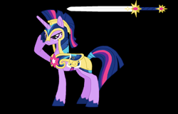 Size: 1664x1064 | Tagged: safe, artist:foldawaywings, imported from derpibooru, twilight sparkle, pony, unicorn, alternate universe, armor, black background, colored hooves, female, helmet, mare, royal guard armor, salute, simple background, solo, sword, unicorn twilight, warrior twilight sparkle, weapon