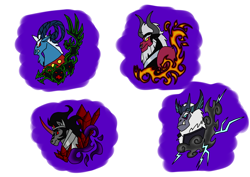 Size: 1414x1000 | Tagged: safe, artist:zetikoopa, imported from derpibooru, grogar, king sombra, lord tirek, storm king, centaur, sheep, storm creature, taur, umbrum, unicorn, my little pony: the movie, antagonist, male, stallion, sticker, storm