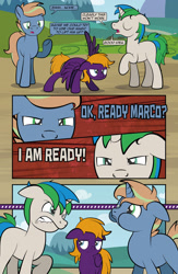 Size: 1920x2948 | Tagged: safe, artist:alexdti, imported from derpibooru, oc, oc:brainstorm (alexdti), oc:purple creativity, oc:star logic, pegasus, pony, unicorn, comic:quest for friendship retold