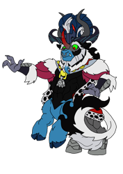 Size: 1000x1414 | Tagged: safe, artist:zetikoopa, imported from derpibooru, grogar, king sombra, lord tirek, storm king, oc, oc:alastor, centaur, taur, my little pony: the movie, fusion, male, simple background, surprised, transparent background