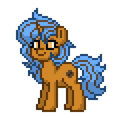 Size: 228x236 | Tagged: safe, imported from derpibooru, oc, oc:krispy cookie, pony, unicorn, pony town, animated, eyes closed, female, gif, horn, kissing, mare, pixel art, raised hoof, simple background, smiling, solo, transparent background, unicorn oc