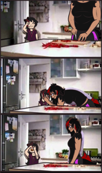 Size: 1197x2020 | Tagged: safe, artist:lazerblues, edit, edited screencap, imported from derpibooru, screencap, oc, oc:bella, oc:luckystar, satyr, chilli, food, parent:oc:bella, parent:oc:miss eri, parent:oc:strawberry soda