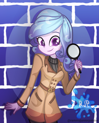 Size: 2015x2490 | Tagged: safe, artist:rjp.rammy, imported from derpibooru, oc, oc:angela moonlight, equestria girls, clothes, female, magnifying glass, solo