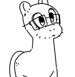 Size: 316x328 | Tagged: safe, imported from twibooru, earth pony, pony, beard, facial hair, female, full body, glasses, image, mare, monochrome, png, ponified, simple background, solo, soyjak, white background