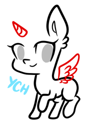 Size: 293x412 | Tagged: safe, artist:oniiponii, imported from derpibooru, oc, oc only, alicorn, pony, alicorn oc, commission, female, horn, mare, raised hoof, simple background, smiling, solo, white background, wings, your character here