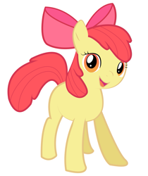 Size: 1343x1600 | Tagged: safe, artist:r-rutherfordanimation, imported from derpibooru, apple bloom, earth pony, pony, female, filly, foal, looking at you, open mouth, simple background, solo, white background