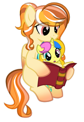 Size: 1179x1716 | Tagged: safe, artist:pinkiemina_憑酱, imported from derpibooru, oc, oc only, oc:lemon, oc:sunset, pegasus, unicorn, background removed, book, hug, oc x oc, shipping, simple background, transparent background