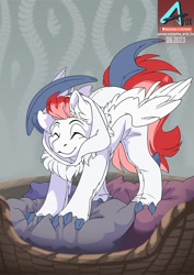 Size: 777x1100 | Tagged: safe, artist:arctic-fox, imported from derpibooru, oc, oc only, oc:swift apex, absol, pegasus, pony, clothes, costume, kigurumi, pegasus oc, pokémon, seams, solo, spread wings, wings