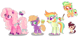 Size: 1084x516 | Tagged: safe, artist:shebasoda, imported from derpibooru, little mac, oc, oc only, oc:apple spice, oc:ginger gold, oc:pristine apple breeze, oc:red june, earth pony, pegasus, pony, unicorn, baby, baby pony, body freckles, body markings, bow, brother and sister, coat markings, colored eartips, colored eyelashes, colored hooves, colored pupils, colored wings, colored wingtips, colt, cousins, diaper, ear freckles, earth pony oc, eyeshadow, facial markings, female, filly, foal, folded wings, freckles, green eyes, grin, hair bow, headcanon, horn, leg freckles, lidded eyes, looking at you, looking down, looking up, magenta eyes, magical lesbian spawn, makeup, male, mare, messy hair, messy mane, messy tail, nervous, nervous grin, next generation, offspring, open mouth, pale belly, parent:apple bloom, parent:applejack, parent:big macintosh, parent:pipsqueak, parent:rainbow dash, parent:sugar belle, parents:appledash, parents:pipbloom, parents:sugarmac, pegasus oc, ponytail, purple eyes, red eyes, siblings, simple background, sisters, sitting, smiling, socks (coat markings), spread wings, standing, tail, teenager, transparent background, unicorn oc, unshorn fetlocks, wings