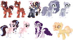 Size: 1208x662 | Tagged: safe, artist:edgeyboiss, imported from derpibooru, oc, oc only, dracony, dragon, earth pony, hybrid, pegasus, pony, unicorn, bald, base used, chest fluff, coat markings, colored hooves, curved horn, earth pony oc, facial markings, female, freckles, grin, horn, horns, interspecies offspring, lidded eyes, mare, obtrusive watermark, offspring, open mouth, pale belly, parent:applejack, parent:big macintosh, parent:caramel, parent:cheese sandwich, parent:flash sentry, parent:fluttershy, parent:pinkie pie, parent:rainbow dash, parent:rarity, parent:soarin', parent:spike, parent:twilight sparkle, parents:carajack, parents:cheesepie, parents:flashlight, parents:fluttermac, parents:soarindash, parents:sparity, pegasus oc, raised hoof, simple background, smiling, snip (coat marking), socks (coat markings), star (coat marking), transparent background, unicorn oc, unshorn fetlocks, watermark, wings
