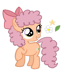 Size: 599x638 | Tagged: safe, artist:labyrinthine, imported from derpibooru, oc, oc only, oc:april, earth pony, base used, bow, curly mane, hair bow, kids, month ponies, pink mane, purple eyes, solo, yellow eyes