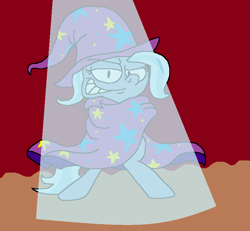 Size: 802x740 | Tagged: safe, artist:dragonboi471, imported from derpibooru, trixie, pony, cape, clothes, hat, solo, spotlight, trixie's cape, trixie's hat