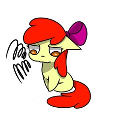 Size: 680x680 | Tagged: safe, artist:루티노, imported from derpibooru, apple bloom, earth pony, pony, female, filly, foal, looking down, pouting, simple background, sitting, solo, white background