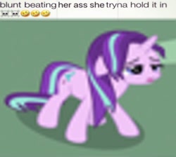 Size: 950x852 | Tagged: safe, edit, edited screencap, imported from derpibooru, screencap, starlight glimmer, pony, unicorn, all bottled up, emoji, frazzled hair, low res image, lowres, meme, shitposting, skull, solo, tired, 💀